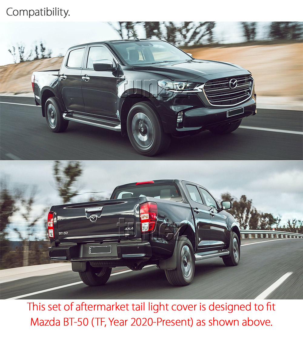 RLMB01 Mazda BT-50 BT50 TF Chassis Smoked Smoke Black Edition GT SP Thunder XS XT XTR 2019 2020 2021 2022 2023 2024 2025 Animated Start-Up Sequential Turn Signal Hammer Styled LED Tail Rear Lamp Lights For Car Autotunez Tunez Taillights Rear Light OEM Aftermarket Pair Set OEM Manufacturer Premier Series 1-Year 12-month Warranty Style Look