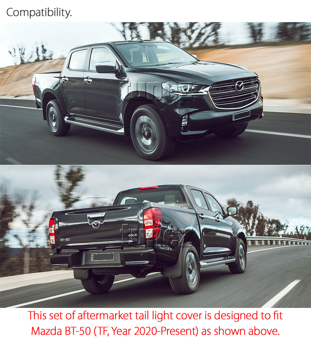 MBM02 Mazda BT-50 BT50 TF Chassis GT SP Thunder XS XT XTR UK United Kingdom USA Australia Europe Matte Matt Black Night Dark Sky Series Edition Front Rear Head Tail Light Lamp Headlight Headlamp Taillight Guard Protector Cover For Car Aftermarket Set Pair 2020 2021 2022 2023 2024 2025 2026 2027 2028