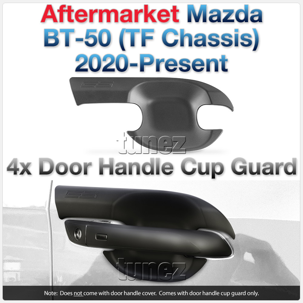 MBM03 Mazda BT-50 BT50 TF Chassis GT SP Thunder XS XT XTR Tunez UK United Kingdom USA Australia Europe Matte Matt Black Door Handle Cup Bowl Guard Protector Cover Front Rear Side For Car Aftermarket Set 2020 2021 2022 2023 2024 2025 2026 2027 2028