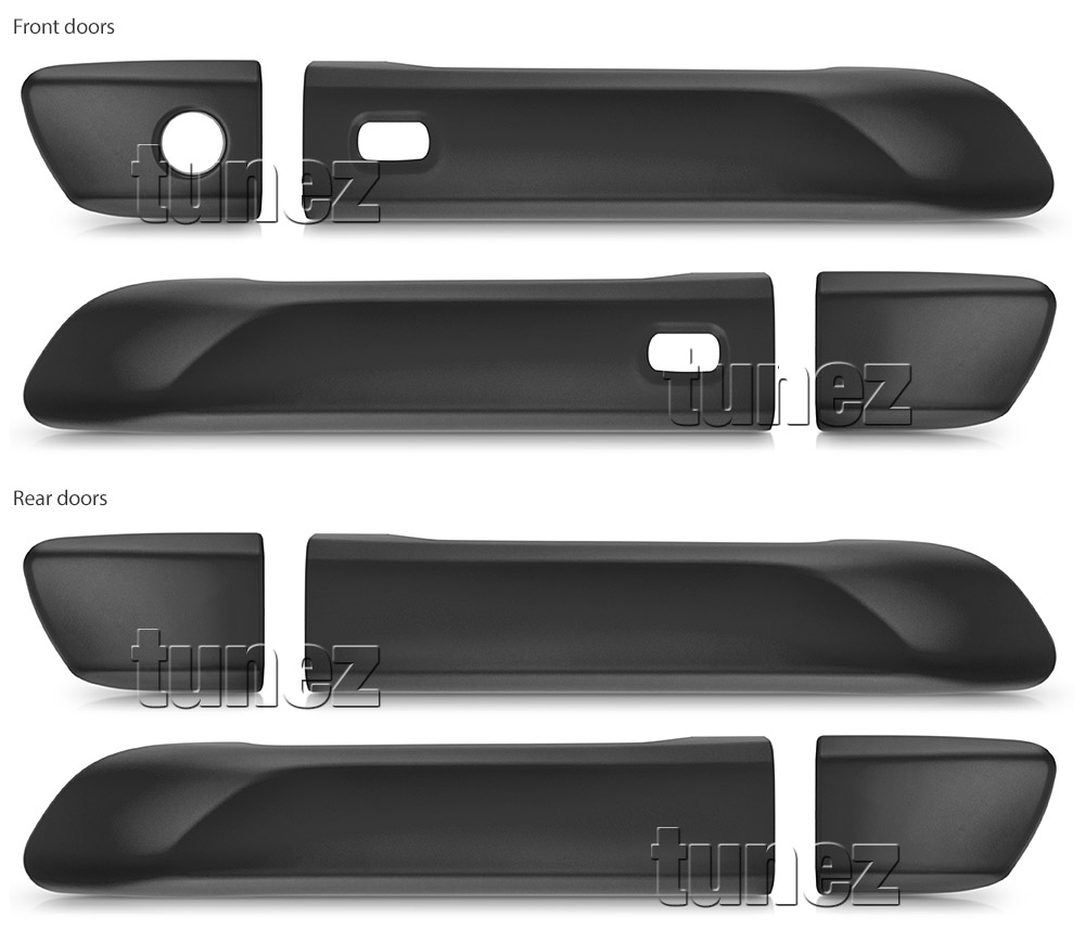 MBM05 Mazda BT-50 BT50 TF Chassis GT SP Thunder XS XT XTR UK United Kingdom USA Australia Europe Matte Matt Black Night Dark Sky Series Edition Keyless Smart Manual Smart Key Door Handle Passenger Front Rear Side Cover Guard Protector For Car Aftermarket Set Pair 2020 2021 2022 2023 2024 2025 2026 2027 2028