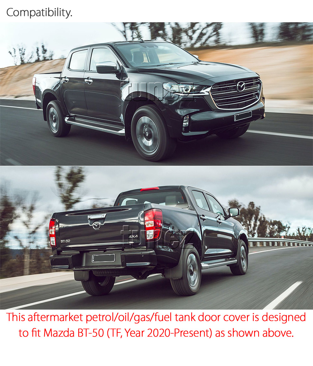 MBM07 Mazda BT-50 BT50 TF Chassis GT SP Thunder XS XT XTR Matte Matt Black Petrol Oil Gas Fuel Tank Door Cover ABS Plastic Frame Mask 3M For Car Truck Aftermarket Year 2020 2021 2022 2023 2024 2025 2026 2027 2028 Australia UK European USA tunez