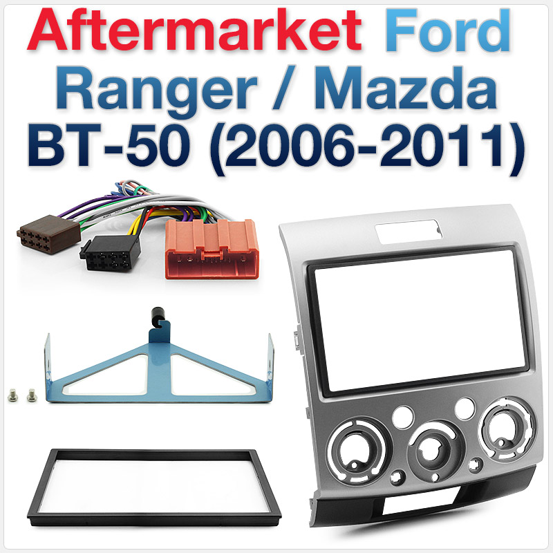 MBT05-FAS-ISO Ford Ranger PJ PK Mazda BT-50 UN 2006 2007 2008 2009 2010 2011 MK1 7-inch Double 2 DIN car DVD player radio stereo head unit Fascia Facia Trim Plate Kit Installation Bracket Holder ISO Plug Wiring Harness Plug and Play