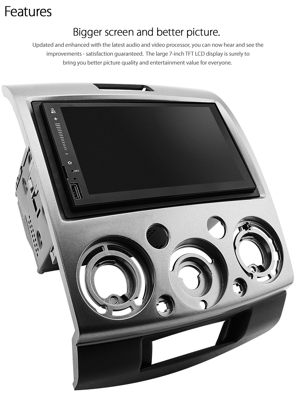 MBT19AND GPS Ford Ranger PJ PK Mazda BT-50 UN 2006 2007 2008 2009 2010 2011 7-inch Universal Double DIN Latest Australia UK European USA Original Android 7.1 Nougat car USB Charger 2.1A SD player radio stereo head unit details Aftermarket External and Internal Microphone Bluetooth Europe Sat Nav Navi Plug and Play ISO Plug Wiring Harness Matching Fascia Kit Facia Free Reversing Camera Album Art ID3 Tag RMVB MP3 MP4 AVI MKV Full High Definition FHD AirPlay Air Play MirrorLink Mirror Link 1080p DAB+ Digital Radio DAB +