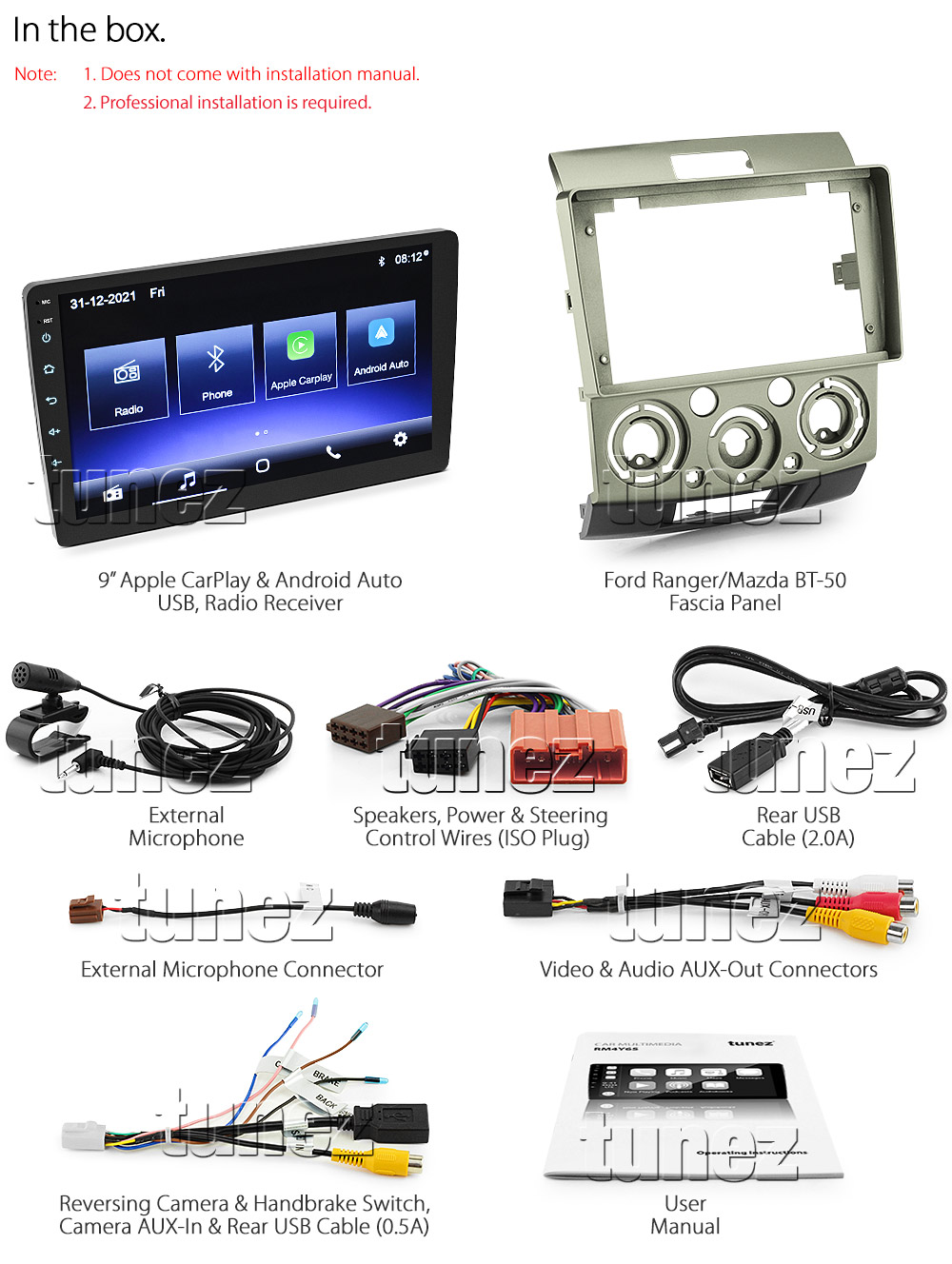 MBT22CPAA MBT22 Licensed Apple CarPlay Android Auto GPS Ford Ranger PJ PK Mazda BT-50 UN 2006 2007 2008 2009 2010 2011 Super Large 9-inch 9