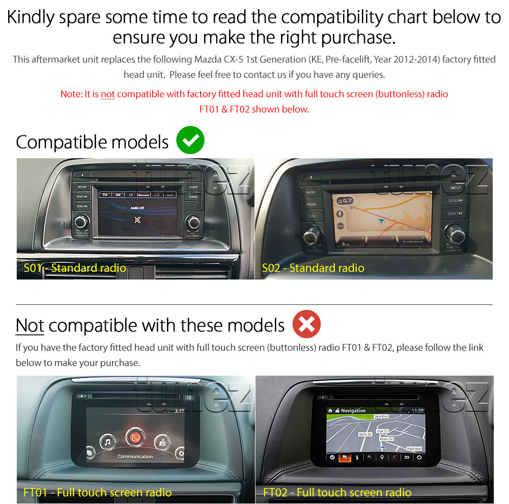 SRRMCX502AND GPS Aftermarket Mazda CX-5 CX5 KE Series Pre-Facelift 2012 2013 2014 Chassis 1st Generation capacitive 10 inches touchscreen Universal Double DIN Latest Australia UK European Apple CarPlay Android Auto 10 Car USB player radio stereo 4G LTE WiFi head unit details Aftermarket External and Internal Microphone Bluetooth Europe Sat Nav Navi Plug and Play ISO Plug Wiring Harness Matching Fascia Kit Facia Free Reversing Camera Album Art ID3 Tag RMVB MP3 MP4 AVI MKV Full High Definition FHD 1080p DAB+ Digital Radio DAB + Connects2 RP4-MZ11 CTSMZ009.2