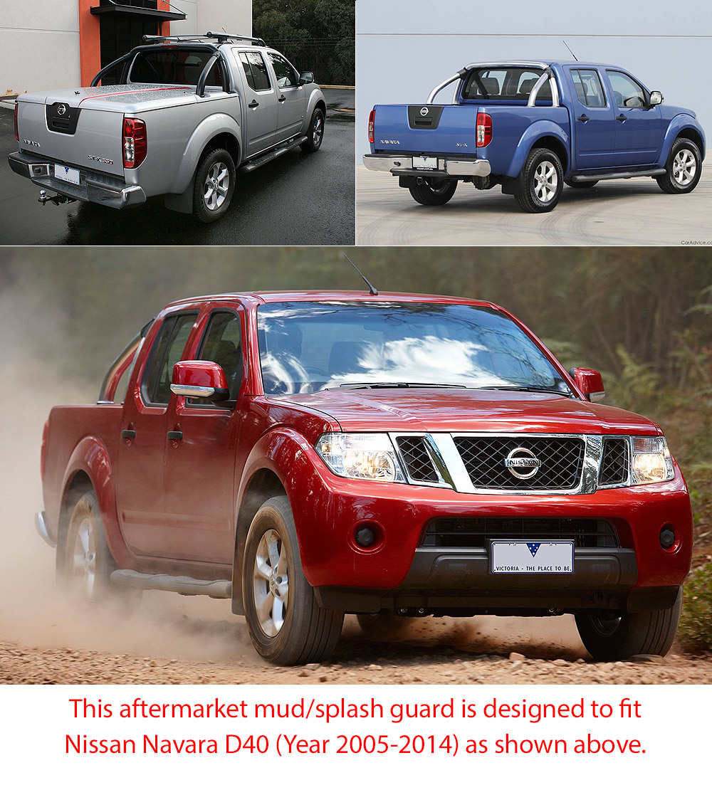 MGNV01 Nissan Navara D40 Outlaw RX ST ST-X ST-X 550 Tekna dCi Aventura Visia Titanium Aftermarket Pair 2005 2006 2007 2008 2009 2010 2011 2012 2013 2014 2015 Mud Flap Guard Splash Front Left Right Rear 4 Pieces Set Complete