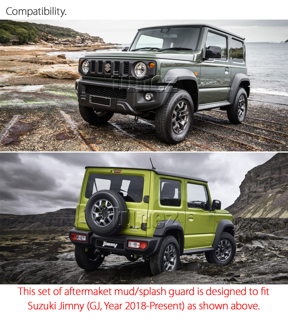 MGSJ02 Suzuki Jimny GJ 2018 2019 2020 2021 2022 2023 2024 2025 2026 2027 2028 GLX Mud Flap Guard Splash Front Left Right Rear 4 Pieces Set Complete