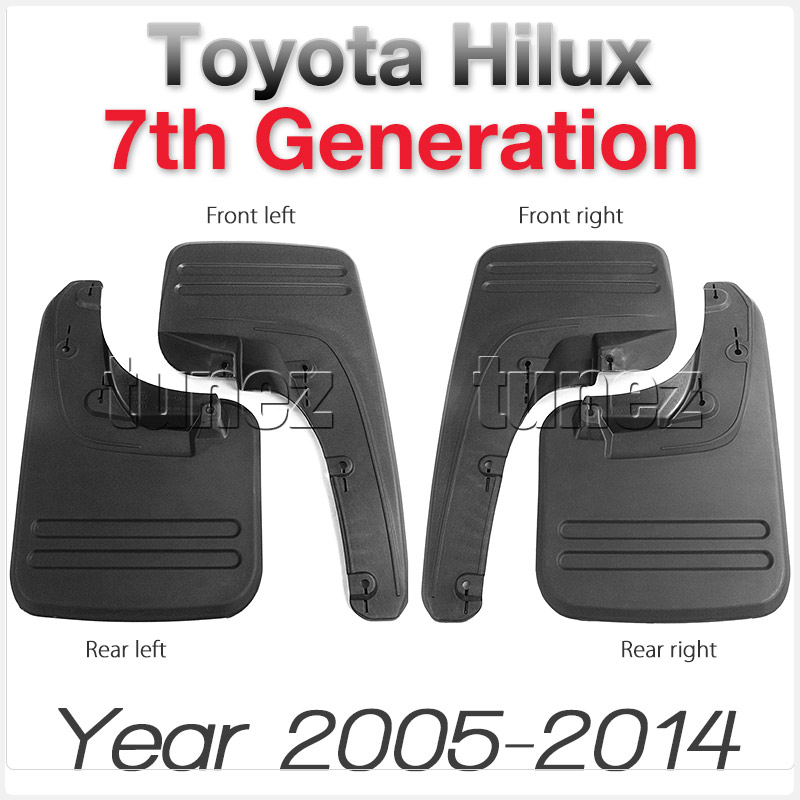 MGTH01 Aftermarket Toyota Hilux 7th Generation SR SR5 Workmate AN10 AN20 AN30 2005 2006 2007 2008 2009 2010 2011 2012 2013 2014 Mud Flap Guard Splash Front Left Right Rear 4 Pieces Set Complete KUN26R ABS