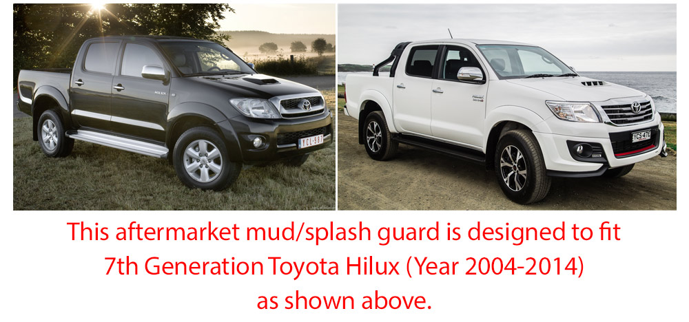 MGTH01 Aftermarket Toyota Hilux 7th Generation SR SR5 Workmate AN10 AN20 AN30 2005 2006 2007 2008 2009 2010 2011 2012 2013 2014 Mud Flap Guard Splash Front Left Right Rear 4 Pieces Set Complete KUN26R ABS
