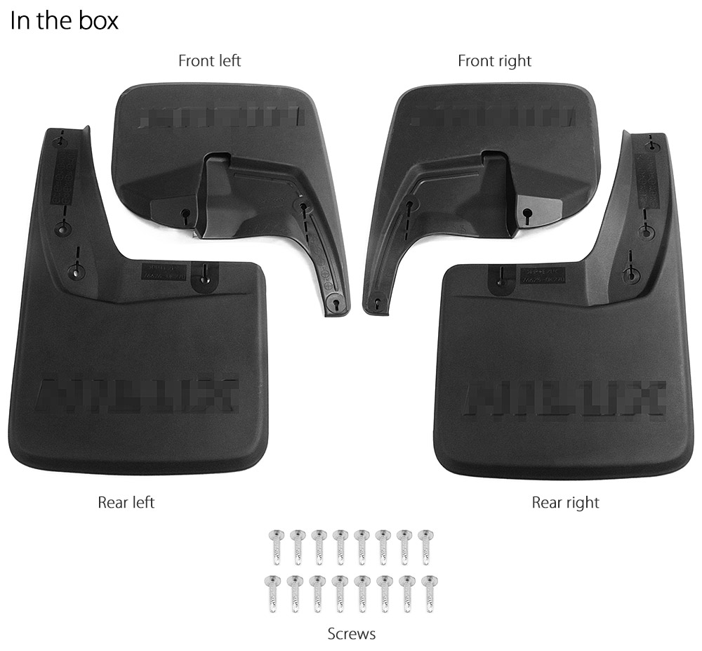 MGTH02 Aftermarket Toyota Hilux 8th Generation SR SR5 Workmate 2015 2016 2017 2018 2019 Mud Flap Guard Splash Front Left Right Rear 4 Pieces Set Complete Dimension