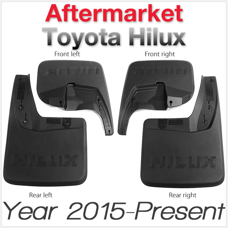 MGTH02 Aftermarket Toyota Hilux 8th Generation SR SR5 Workmate 2015 2016 2017 2018 2019 Mud Flap Guard Splash Front Left Right Rear 4 Pieces Set Complete