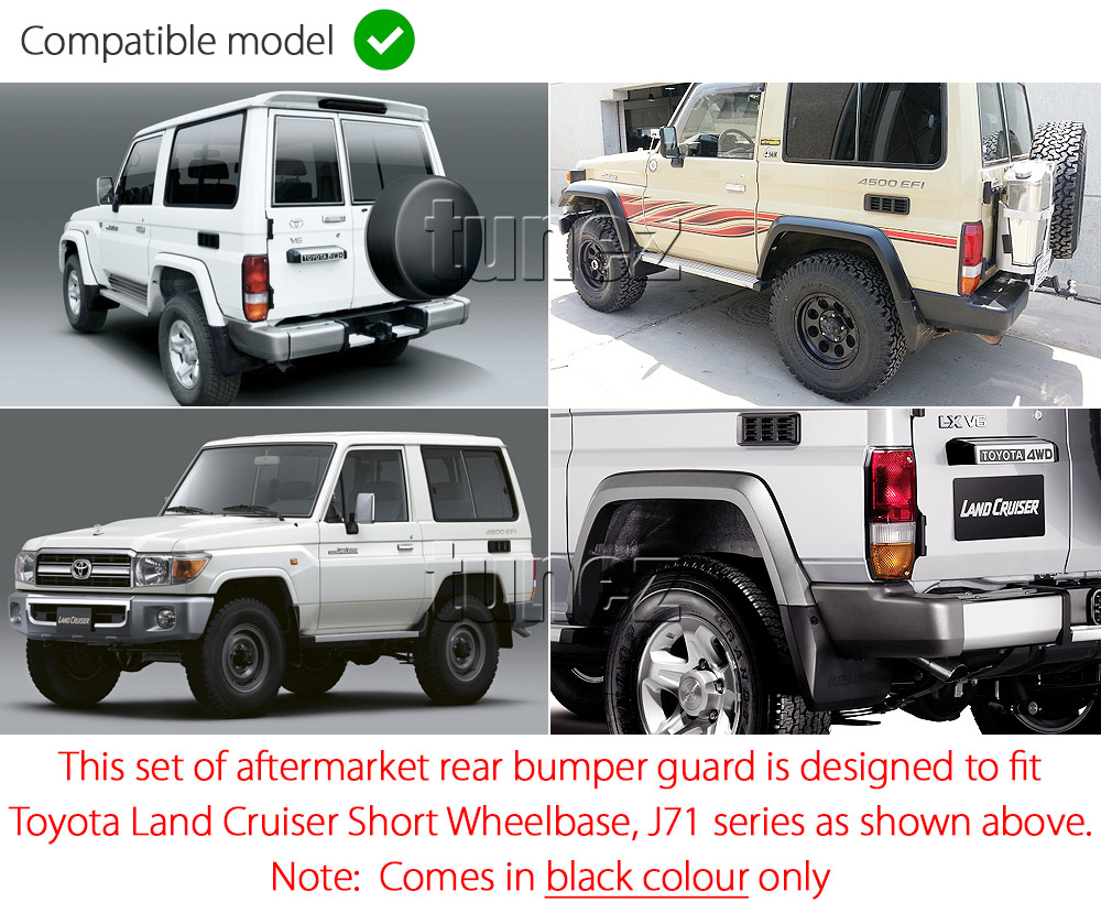 MGTLC03 Toyota Land Cruiser Short Wheelbase 2 3 Two Three Door J71 J70 70 Series LandCruiser Single Cab Aftermarket Pair 2011 2012 2013 2014 2015 2016 2017 2018 Rear Bumper Guard Protector Left Right 2 Pieces Set Complete
