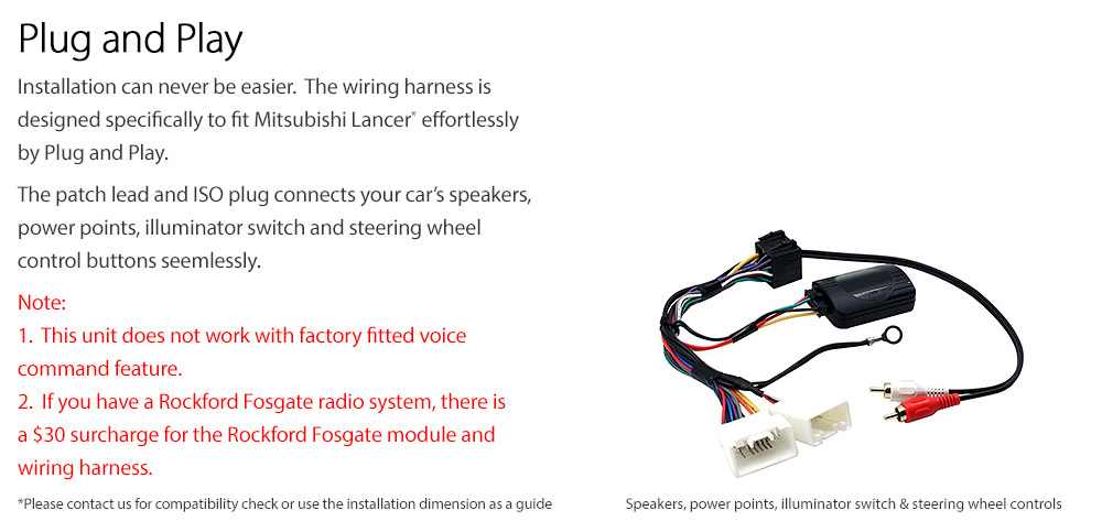 Mitsubishi Lancer 2010 User Wiring Harness