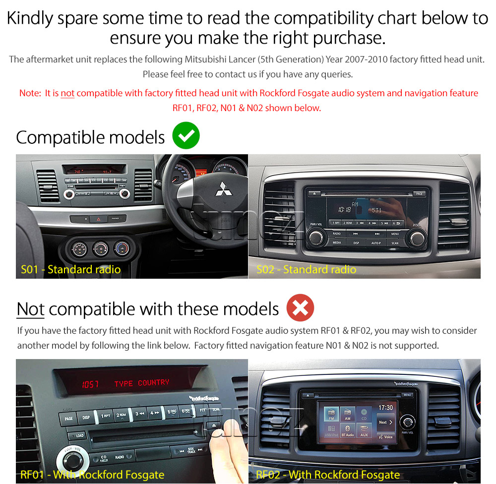 MLC05DVD Mitsubishi Lancer 5th Generation Gen Year 2007 2008 2009 2010 7-inch Double-DIN car DVD CD USB SD Card player radio stereo head unit details Aftermarket RMVB MKV MP4 Full High Definition FHD 1080p External Bluetooth Microphone UK Europe Australia USA Fascia Facia Kit ISO Wiring Harness Free Reversing Camera High Definition 3.5mm AUX-in Plug and Play Installation Dimension tunez tunezmart Patch Lead Steering Wheel Control Compatible SWC CTSMT001.2 CTSMT002.2 Connects2