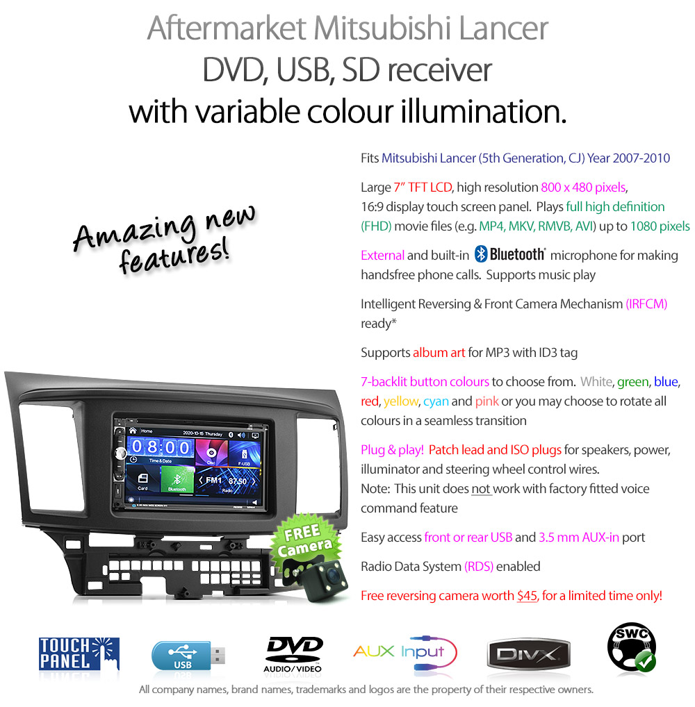 Car DVD Player For Mitsubishi Lancer CJ Stereo Radio CD USB Fascia