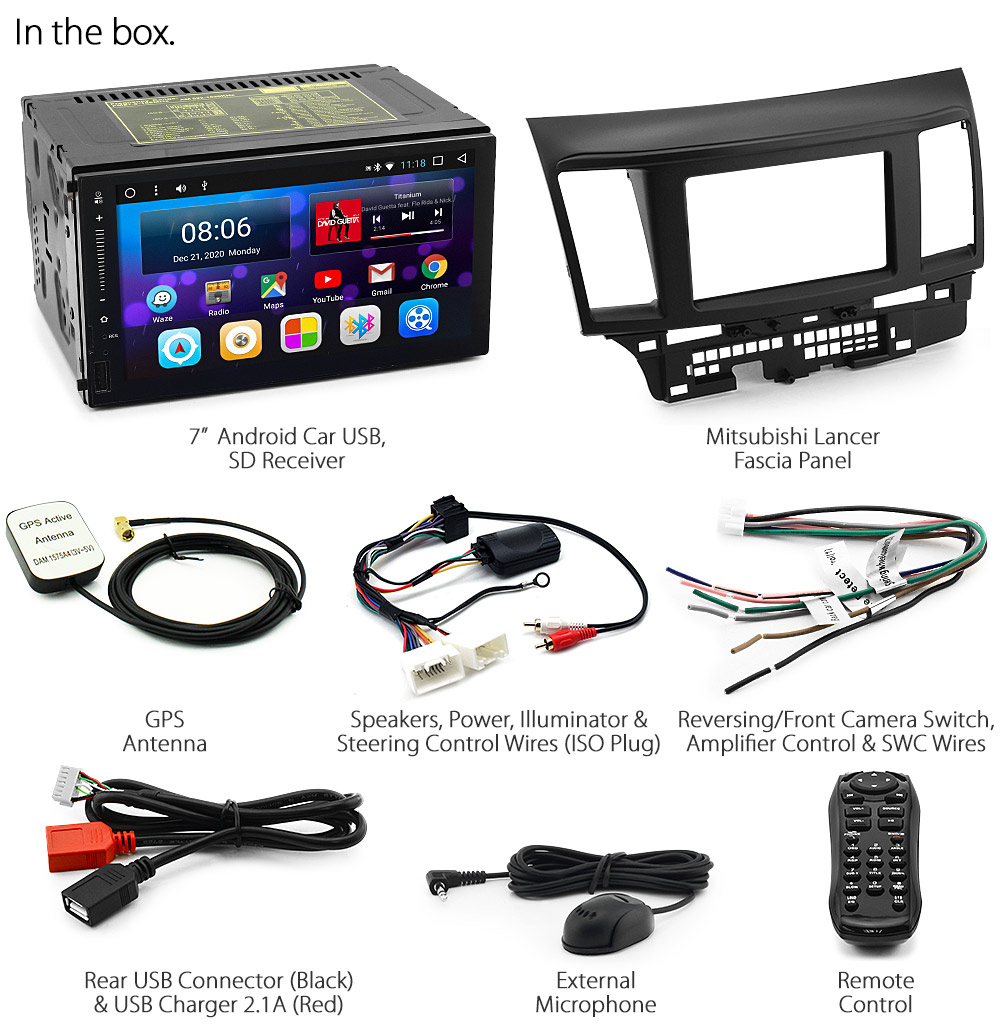MLC08AND GPS Mitsubishi Lancer CJ 5th Generation Gen Year 2007 2008 2009 2010 7-inch Universal Double DIN Latest Australia UK European USA Original Android 7.1 Nougat car USB Charger 2.1A SD player radio stereo head unit details Aftermarket External and Internal Microphone Bluetooth Europe Sat Nav Navi Plug and Play ISO Plug Wiring Harness Matching Fascia Kit Facia Free Reversing Camera Album Art ID3 Tag RMVB MP3 MP4 AVI MKV Full High Definition FHD AirPlay Air Play MirrorLink Mirror Link 1080p DAB+ Digital Radio DAB + OEM tunezmart tunez CTSMT001.2 CTSMT002.2 Connects2