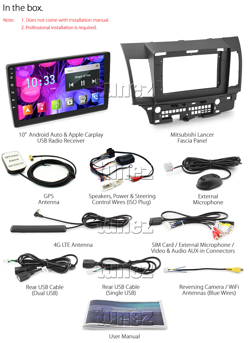 MLC09AND GPS Aftermarket Mitsubishi Lancer CJ 5th Generation Gen Year 2007 2008 2009 2010 2011 2012 2013 2014 2015 2016 2017 capacitive 10 inches touchscreen Universal Double DIN Latest Australia UK European USA Original CarPlay Android Auto 10 Car USB player radio stereo 4G LTE WiFi head unit details Aftermarket External and Internal Microphone Bluetooth Europe Sat Nav Navi Plug and Play ISO Plug Wiring Harness Matching Fascia Kit Facia Free Reversing Camera Album Art ID3 Tag RMVB MP3 MP4 AVI MKV Full High Definition FHD 1080p DAB+ Digital Radio DAB + Connects2 CTSIZ001.2