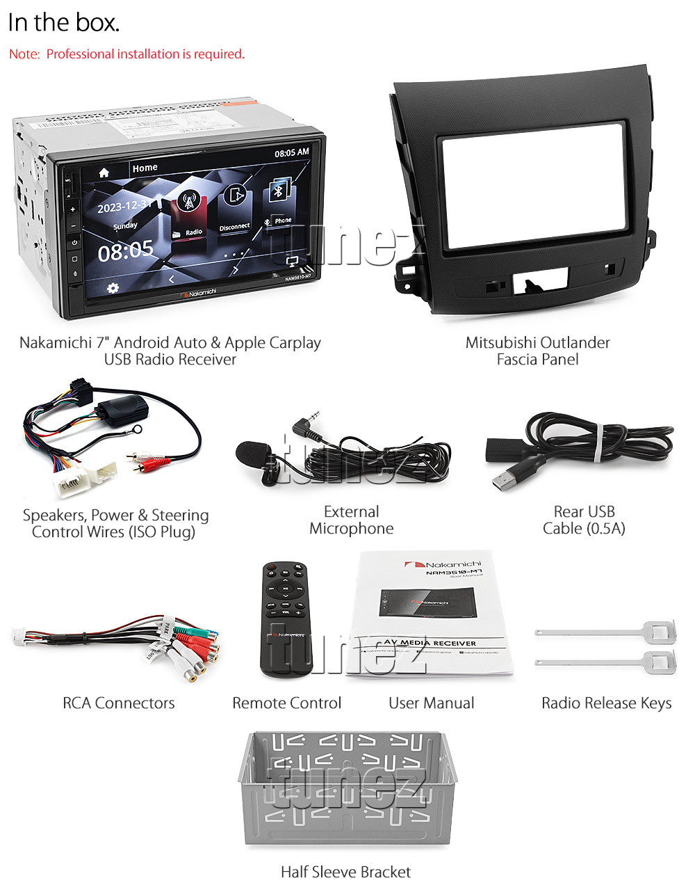 MLD11CP Aftermarket Mitsubishi Outlander 2nd Generation Nakamichi NAM3510-M7 Licensed Apple CarPlay Android Auto 2007 2008 2009 2010 7-inch Universal Double DIN Latest Australia UK European USA Original Car USB Charger 1.0A SD player radio stereo head unit details External and Internal Microphone Bluetooth Europe Sat Nav Navi Plug and Play ISO Plug Wiring Harness Fascia Kit Facia Free Reversing Camera Album Art ID3 Tag RMVB MP3 MP4 AVI MKV Full High Definition FHD 1080p DAB+ Digital Radio