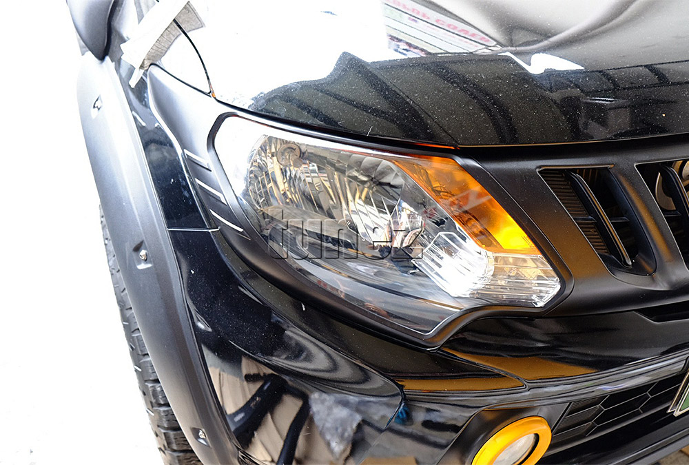 MTLC01 Mitsubishi Triton MQ L200 5th Generation Gen Series GLX GLS Lamp Cover Eyelid ABS Plastic Matte Matt Black Front Back Rear Tail Light Tail Lamp Head Light Headlight Headlamp UK United Kingdom USA Australia Europe Set Kit For Car Aftermarket Pair 2015 2016 2017 2018 2019