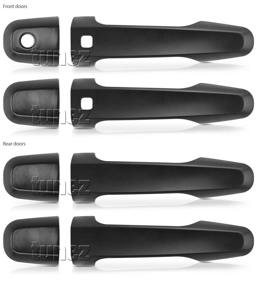 MTLM01 Mitsubishi Triton L200 MQ MR GLX GLX+ GLS Exceed Blackline Sports Barbarian DI-D Warrior Titan Challenger UK United Kingdom USA Australia Europe Matte Matt Black Night Dark Sky Series Edition Keyless Smart Key Door Handle Passenger Front Rear Side Cover Guard Protector For Car Aftermarket Set Pair 2015 2016 2017 2018 2019 2020