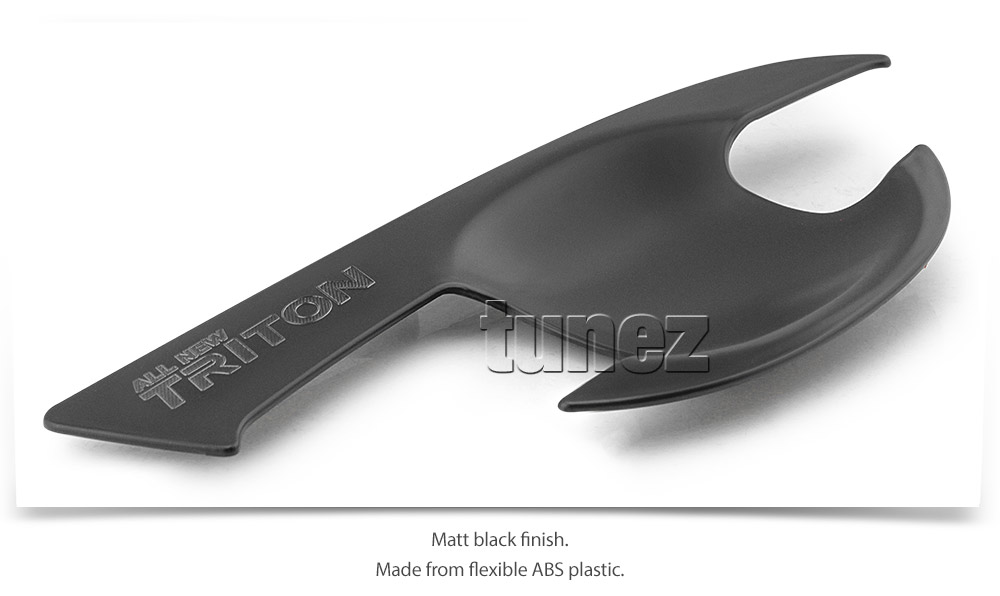 MTLM02 Mitsubishi Triton L200 MQ MR GLX GLX+ GLS Exceed Blackline Sports Barbarian DI-D Warrior Titan Challenger UK United Kingdom USA Australia Europe Matte Matt Black Night Dark Sky Series Edition Manual Remote Keyless Auto Smart Cup Bowl Key Cover Guard Protector Door Handle Passenger Front Rear Side For Car Aftermarket Set Pair 2015 2016 2017 2018 2019 2020