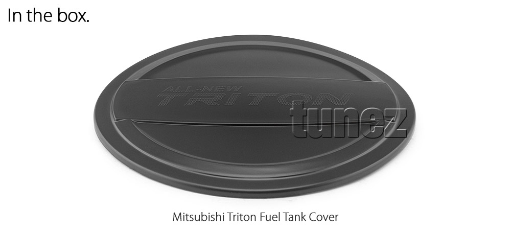 MTLM03 Mitsubishi Triton L200 5th Generation Gen Year 2015 2016 2017 2018 2019 MQ MR Chassis GLX + GLS Exceed Barbarian Warrior Titan Challenger Matte Matt Black Petrol Oil Gas Fuel Tank Door Cover ABS Plastic Frame Mask 3M For Car Truck Aftermarket Australia UK European USA tunez