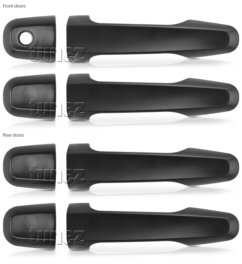 MTLM05 Mitsubishi Triton L200 MQ MR GLX GLX+ GLS Exceed Blackline Sports Barbarian DI-D Warrior Titan Challenger UK United Kingdom USA Australia Europe Matte Matt Black Night Dark Sky Series Edition Manual Remote Key Door Handle Passenger Front Rear Side Cover Guard Protector For Car Aftermarket Set Pair 2015 2016 2017 2018 2019 2020