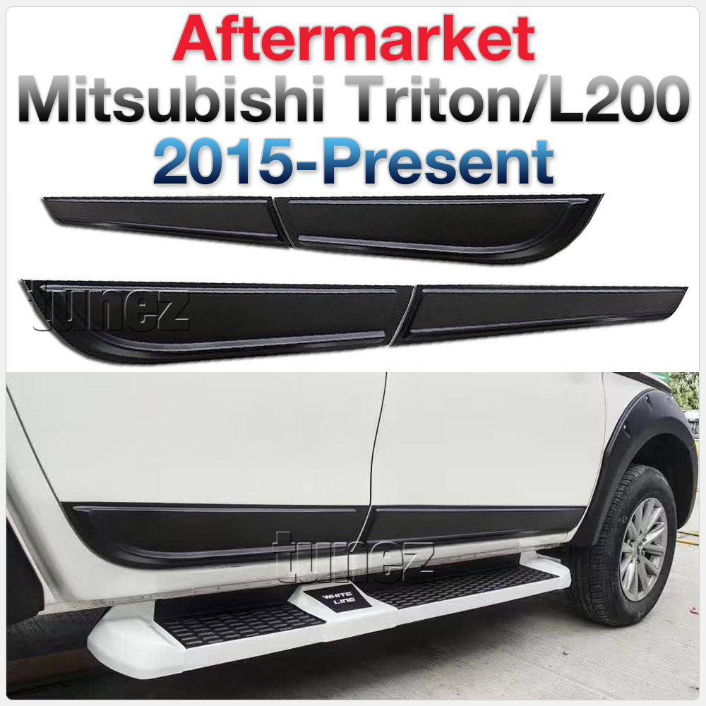 MTLM09 Mitsubishi Triton MQ MR L200 KJ KK KL Door Panel Bumper Cladding Guard Protector ABS Trim 5th Fifth Generation Gen AN120 AN130 2015 2016 2017 2018 2019 2020 GLS Premium GLX ADAS GLX+ GLX-R GSR Toby Matt Matte Material Black OEM Fitting Aftermarket White Line 