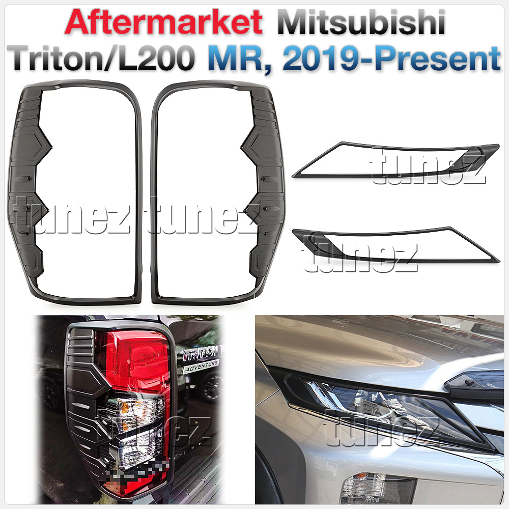 Black Front Rear Tail Light Lamp Cover For Mitsubishi Triton MR 2019 2020