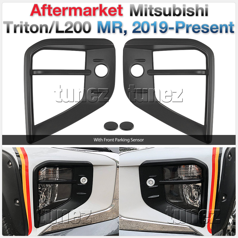 MTLM12 Mitsubishi Triton L200 5th Generation Gen Post-facelift Facelift Year 2019 2020 2021 MR Chassis GLX GLX+ GLX-R GLX ADAS GLS GSR Barbarian Warrior X Matte Matt Black Front Fog Head Lamp Light Lights Cover Frame Mask 3M For Car Truck Headlamp Aftermarket Pair Australia UK European USA tunez