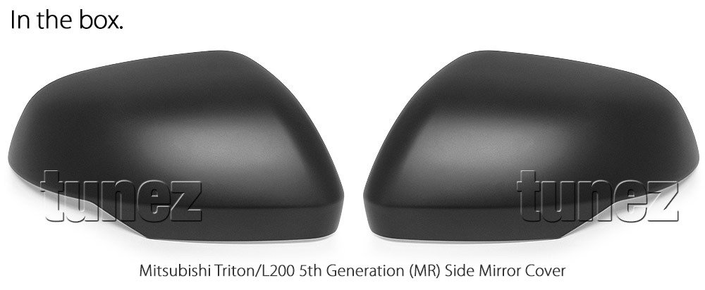 MTLM15 Mitsubishi Triton L200 5th Generation Gen Post-facelift Facelift Year 2018 2019 2020 2021 MR Chassis GLX + GLS Barbarian Warrior Titan Challenger Matt Matte Material Black OEM Fitting Aftermarket Side Mirror Cover Guard Protector