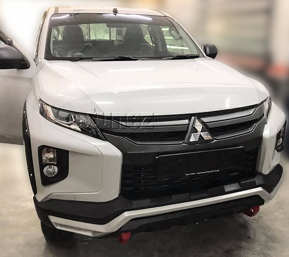 MTLM17 Mitsubishi Triton L200 5th Generation Gen Post-facelift Facelift Year 2018 2019 2020 2021 MR Chassis GLX + GLS Barbarian Warrior Titan Challenger Matt Matte Material Black OEM Fitting Aftermarket Grille Grill Front Bumper Chrome Delete Cover Guard Protector