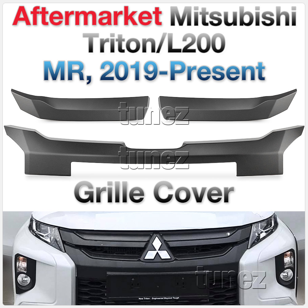 MTLM17 Mitsubishi Triton L200 5th Generation Gen Post-facelift Facelift Year 2018 2019 2020 2021 MR Chassis GLX + GLS Barbarian Warrior Titan Challenger Matt Matte Material Black OEM Fitting Aftermarket Grille Grill Front Bumper Chrome Delete Cover Guard Protector