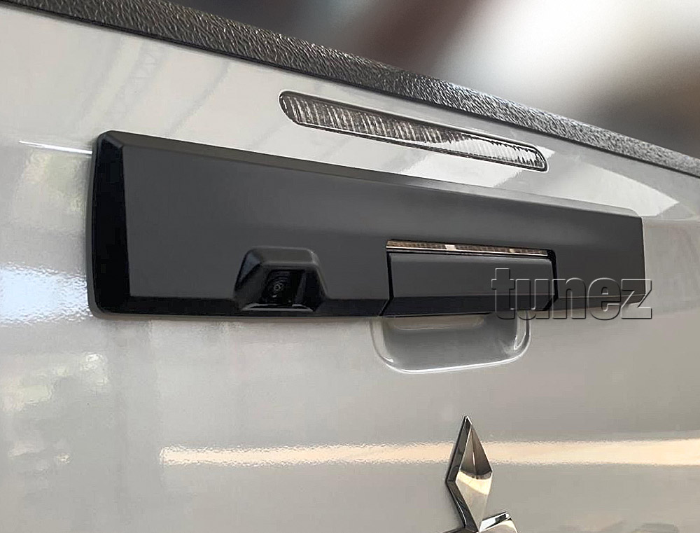 MTLM18 Mitsubishi Triton L200 Strada Fiat Fullback MR 5th Generation Gen Series GLX GLS GLX+ Blackline Exceed Barbarian Warrior Titan Challenger 2019 2020 2021 2022 Matt Matte Material Black OEM Fitting Aftermarket Tailgate Tail Gate Handle Chrome Delete Bumper Cladding Cover Guard Protector