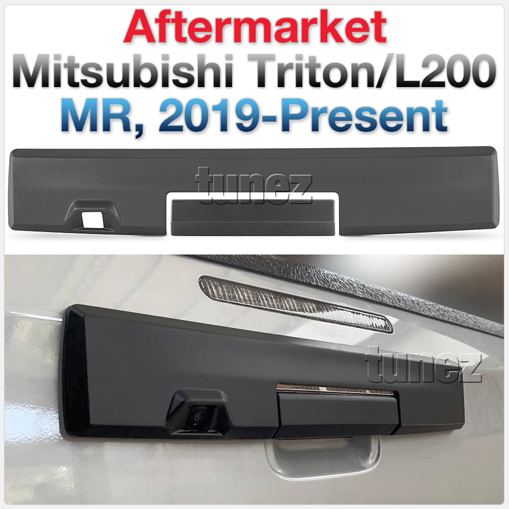 MTLM18 Mitsubishi Triton L200 Strada Fiat Fullback MR 5th Generation Gen Series GLX GLS GLX+ Blackline Exceed Barbarian Warrior Titan Challenger 2019 2020 2021 2022 Matt Matte Material Black OEM Fitting Aftermarket Tailgate Tail Gate Handle Chrome Delete Bumper Cladding Cover Guard Protector