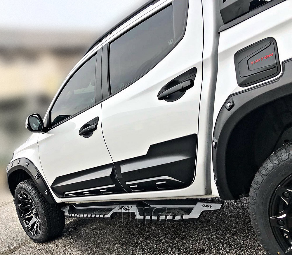 MTLM20 Mitsubishi Triton L200 Strada Fiat Fullback MR 5th Generation Gen Series GLX ADAS GLX+ GLX-R GLS Premium GSR Blackline Exceed Barbarian Warrior Titan Challenger 2019 2020 2021 2022 2023 Matt Matte Material Black OEM Fitting Aftermarket Door Guard Cladding Cover Guard Protector Panel