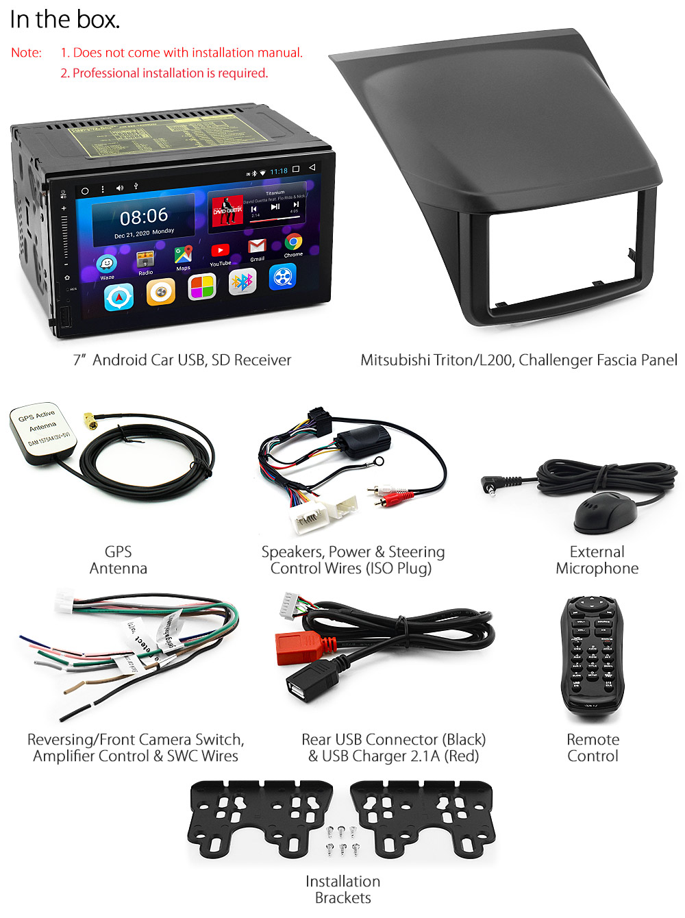 MTR05AND GPS Mitsubishi Triton L200 ML MN 4th Generation Gen 2006 2007 2008 2009 2010 2011 2012 2013 2014 2015 7-inch Universal Double DIN Latest Australia UK European USA Original Android 7.1 Nougat car USB Charger 2.1A SD player radio stereo head unit details Aftermarket External and Internal Microphone Bluetooth Europe Sat Nav Navi Plug and Play ISO Plug Wiring Harness Matching Fascia Kit Facia Free Reversing Camera Album Art ID3 Tag RMVB MP3 MP4 AVI MKV Full High Definition FHD AirPlay Air Play MirrorLink Mirror Link 1080p DAB+ Digital Radio DAB + Connects2 CTSMT005.2 CTSMT006.2