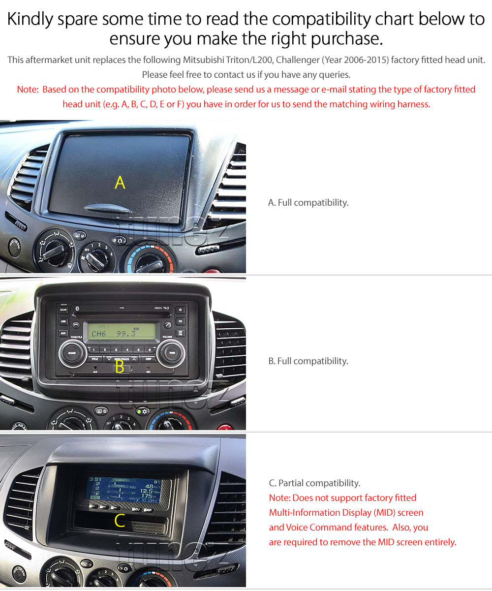 MTR13DVD Mitsubishi Triton L200 ML MN 4th Generation Gen 2006 2007 2008 2009 2010 2011 2012 2013 2014 2015 7-inch Double DIN Direct Loading Design Car DVD USB SD Player Radio Stereo Head Unit Details Aftermarket External And Internal Microphone Bluetooth MP3 MP4 AVI MKV RMVB Fascia Kit Panel Trim ISO Plug Wiring Harness Reversing Camera 1080p FHD HD Full High Definition 3.5mm AUX-in Plug and Play Installation Dimension tunez tunezmart Patch Lead Compatible