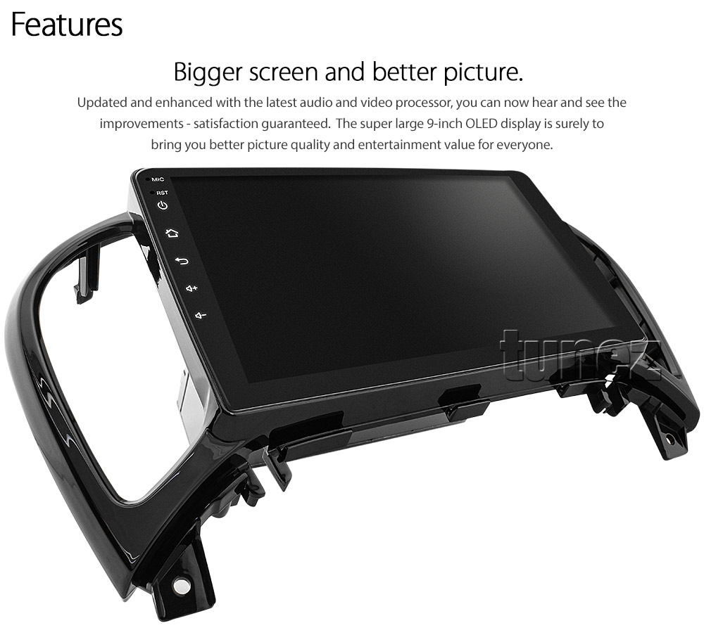 NJK01AND GPS Aftermarket Nissan Juke J15 Series Year 2010 2011 2012 2013 2014 2015 2016 2017 2018 2019 2020 capacitive 9 inches touchscreen Universal Double DIN Latest Australia UK European USA Original CarPlay Android Auto 10 Car USB player radio stereo 4G LTE WiFi head unit details Aftermarket External and Internal Microphone Bluetooth Europe Sat Nav Navi Plug and Play ISO Plug Wiring Harness Matching Fascia Kit Facia Free Reversing Camera Album Art ID3 Tag RMVB MP3 MP4 AVI MKV Full High Definition FHD 1080p DAB+ Digital Radio DAB + Connects2 CTSIZ001.2