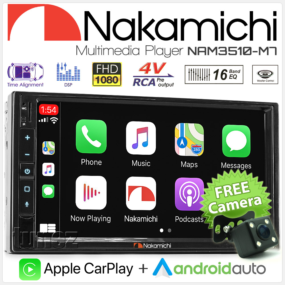 7-inch Nakamichi NAM3510-M7 Apple CarPlay Android Auto MP3 MP4 Stereo Radio