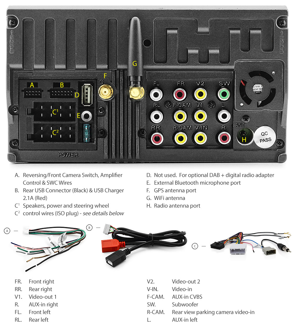 NMC02AND GPS Nissan Micra March 4th Generation Gen K13 2010 2011 2012 2013 7-inch Universal Double DIN Latest Australia UK European USA Original Android 7.1 Nougat car USB Charger 2.1A SD player radio stereo head unit details Aftermarket External and Internal Microphone Bluetooth Europe Sat Nav Navi Plug and Play ISO Plug Wiring Harness Matching Fascia Kit Facia Free Reversing Camera Album Art ID3 Tag RMVB MP3 MP4 AVI MKV Full High Definition FHD AirPlay Air Play MirrorLink Mirror Link 1080p DAB+ Digital Radio DAB + Connects2 CTSNS003.2 CTSNS010.2 CTS-UNI-NISSAN