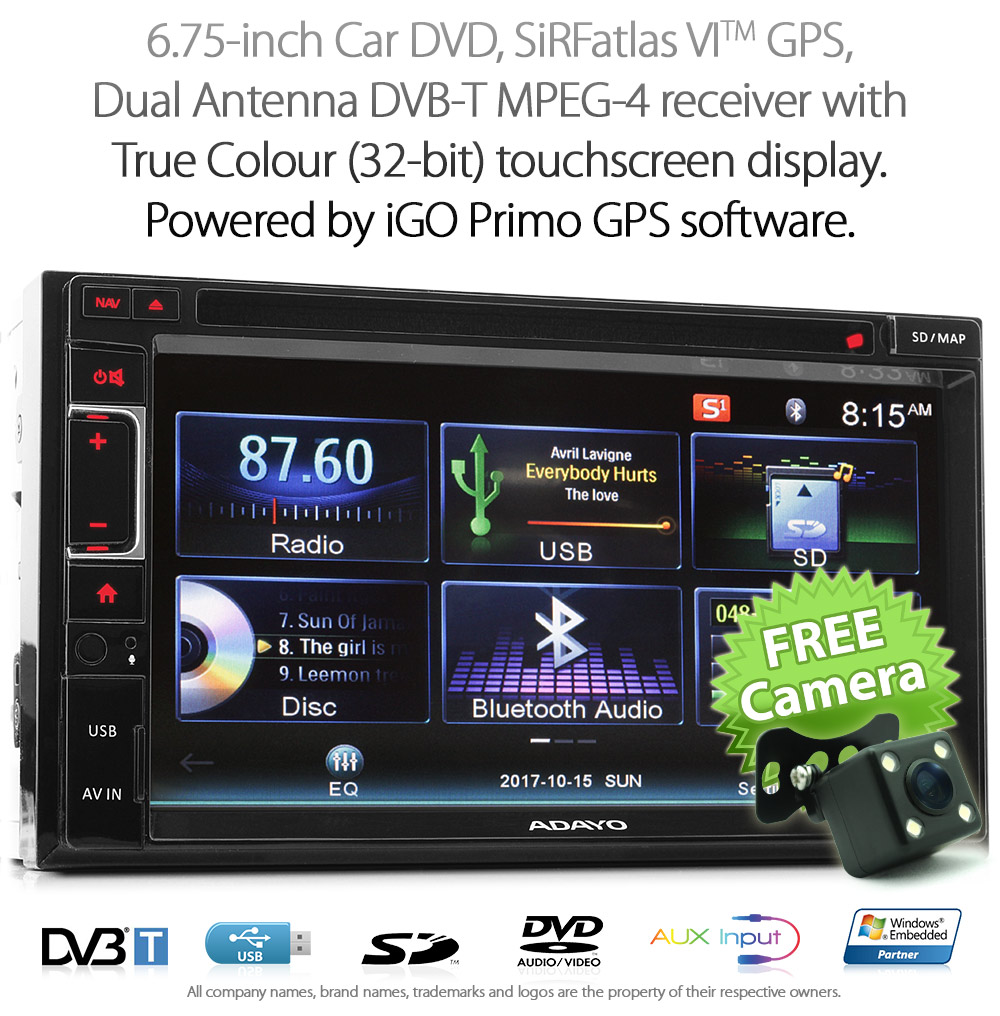 NS12GPS 6.75-inch 6.75' OEM Quality Double-DIN Universal Car DVD GPS USB SD GPS player radio stereo head unit Aftermarket Bluetooth RMVB Sat Nav Navi Navigation System iGO Primo Licensed 100% Genuine Latest Australia UK Europe USA NAVTEQ map tunezmart RMVB AVI MKV MP4 Full HD 1080p Animated Display Album Art ID3Tag AUX-in 3.5mm
