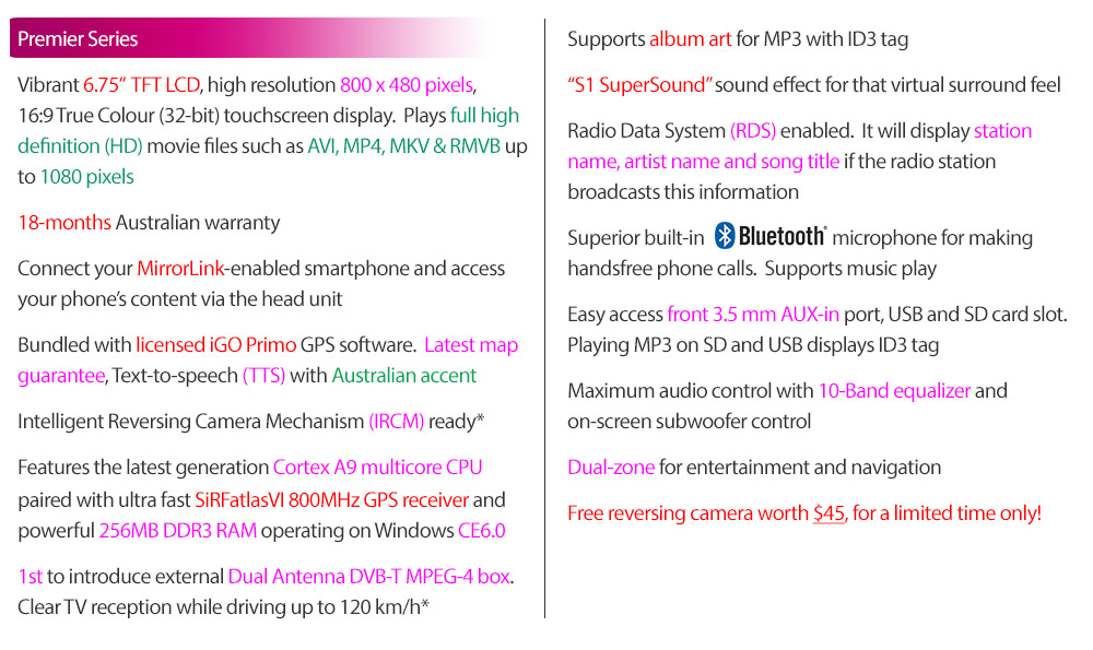 NS13DVBT 6.75-inch 6.75' OEM Quality Double-DIN Universal Car DVD GPS Digital TV DVB-T MPEG-4 Dual Antenna External Box USB SD GPS player radio stereo head unit Aftermarket Bluetooth RMVB Sat Nav Navi Navigation System iGO Primo Licensed 100% Genuine Latest Australia UK Europe USA NAVTEQ map tunezmart RMVB AVI MKV MP4 Full HD 1080p Animated Display Album Art ID3 Tag AUX-in 3.5mm MirrorLink Mirror Link Android