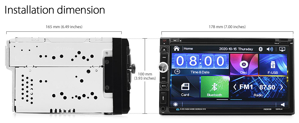 NS22DVD Universal Double DIN 2-DIN 7-inch Direct Loading Design Car CD DVD USB SD Card Player Radio Stereo Head Unit Receiver Details Aftermarket External and Internal Microphone Bluetooth MP3 MP4 AVI MKV RMVB Album Art ID3 Tag RDS Fascia Facia Kit Panel Trim ISO Plug Wiring Harness Reversing Camera 1080p FHD HD Full High Definition Front 3.5mm AUX-in Plug and Play Installation Dimension tunez tunezmart Patch Lead Compatible