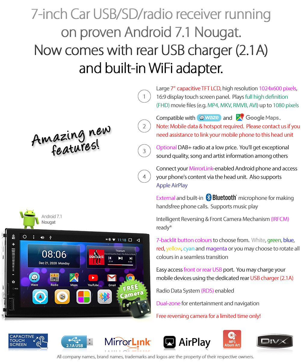 NS28AND NS28 GPS Best Seller Value Aftermarket Universal Double DIN Latest Australia United Kingdom UK European USA Original Android 7.1 Nougat car USB Charger 2.1A 2.1 Amp SD player radio stereo head unit details Aftermarket External and Internal Microphone Bluetooth Europe Sat Nav Navi Plug and Play ISO Plug Wiring Harness Matching Fascia Kit Facia Free Reversing Camera Album Art ID3 Tag RMVB MP3 MP4 AVI MKV Full High Definition FHD Apple AirPlay Air Play MirrorLink Mirror Link 1080p DAB+ Digital Radio DAB + tunez tunezmart.com