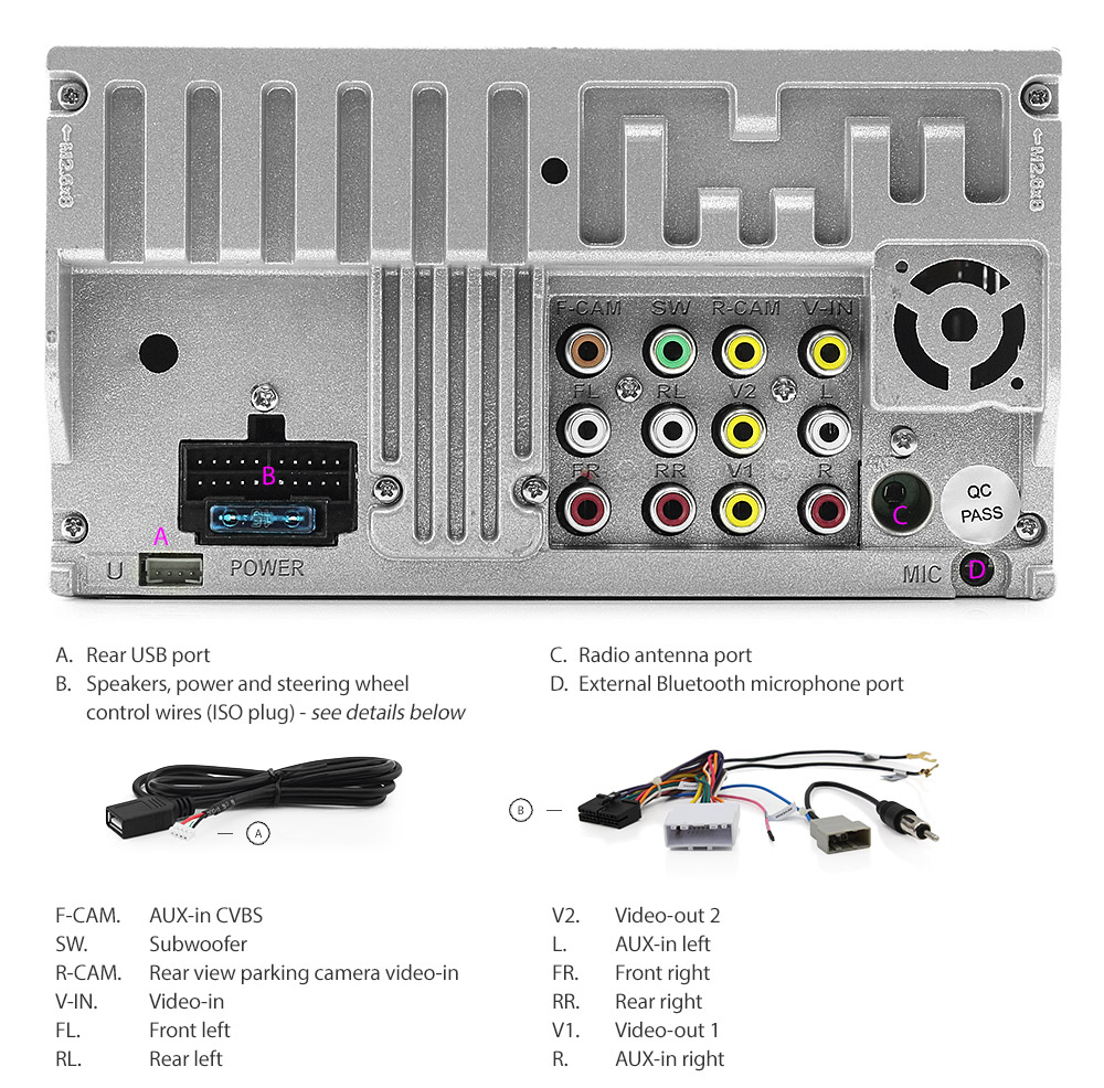 NU15DVD Aftermarket Nissan Universal Almera Dualis Juke Maxima Micra Navara D40 D22 Note NV200 Combi Pathfinder Patrol Qashqai Tiida X-Trail 7-inch Double 2 DIN Car DVD CD USB SD Card player Radio Stereo Head Unit Album Art ID3 Tag RDS MP3 MP4 MKV RMVB AVI 1080p Full High Definition FHD External Bluetooth Microphone UK European Europe Australia USA Matching ISO Plug Wiring Harness Radio Adapter Free Reversing Camera 3.5mm AUX-in Plug and Play Installation Dimension tunez tunezmart Patch Lead Connects2