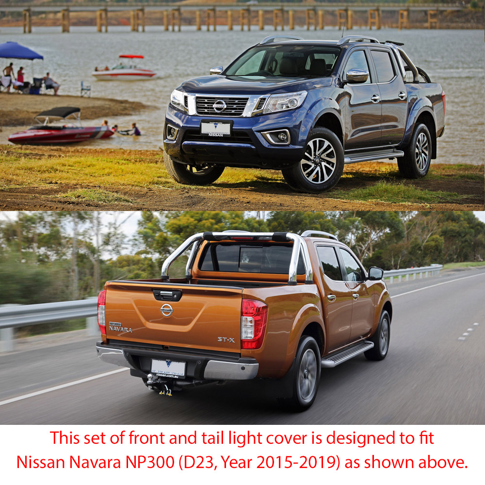 NVM01 Nissan Navara NP300 NP 300 D23 Series DX RX ST ST-X SL Visia Acenta Acenta+ N-Connecta Tekna Lamp Cover Eyelid ABS Plastic Matte Matt Black Front Back Rear Tail Light Tail Lamp Head Light Headlight UK United Kingdom USA Australia Europe Set Kit For Car Aftermarket Pair 2014 2015 2016 2017 2018 2019