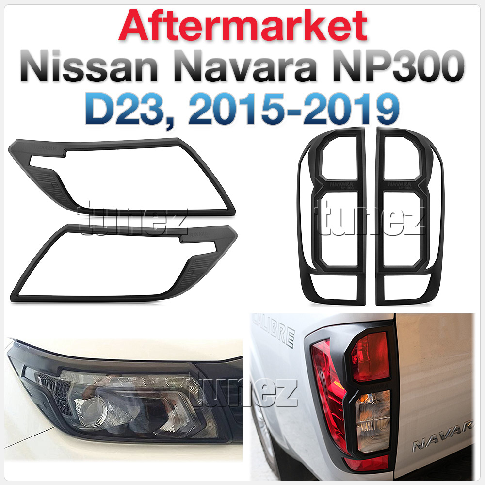 NVM01 Nissan Navara NP300 NP 300 D23 Series DX RX ST ST-X SL Visia Acenta Acenta+ N-Connecta Tekna Lamp Cover Eyelid ABS Plastic Matte Matt Black Front Back Rear Tail Light Tail Lamp Head Light Headlight UK United Kingdom USA Australia Europe Set Kit For Car Aftermarket Pair 2014 2015 2016 2017 2018 2019