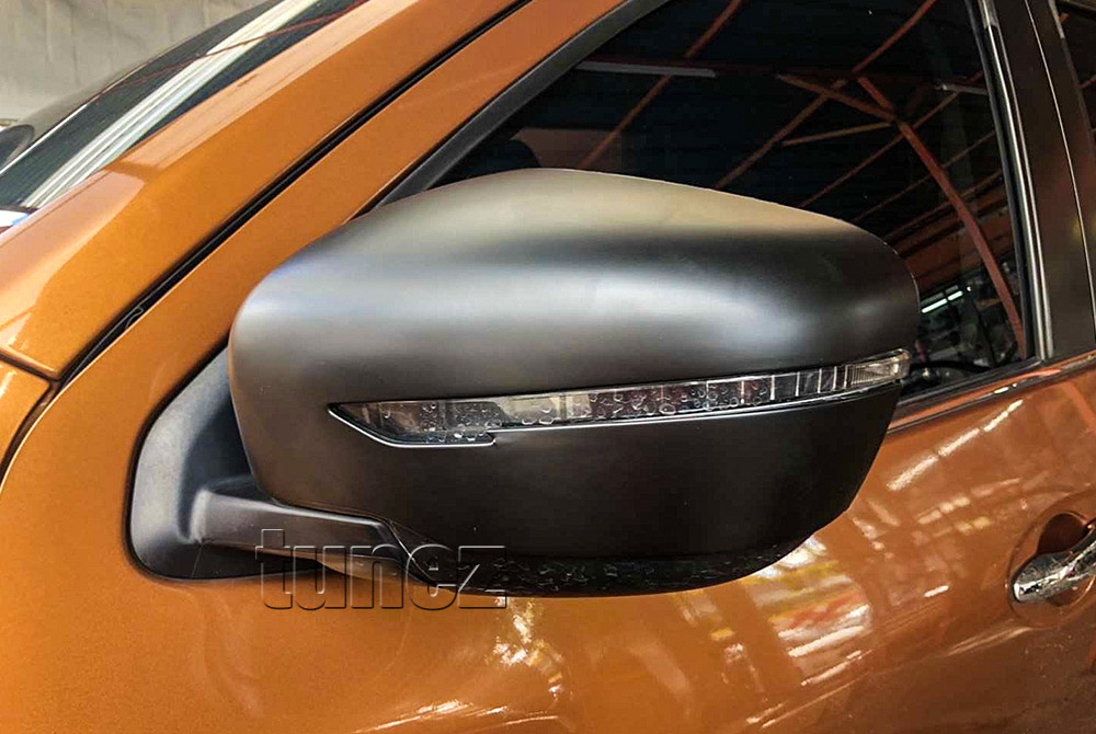 NVM02 Nissan Navara NP300 NP 300 D23 Series DX RX ST ST-X SL Visia Acenta Acenta+ N-Connecta Tekna UK United Kingdom USA Australia Europe Matte Matt Black Night Dark Sky Series Edition Rear Side Mirror Cover Guard Protector Turn Signal Indicator For Car Aftermarket Pair 2014 2015 2016 2017 2018 2019 2020