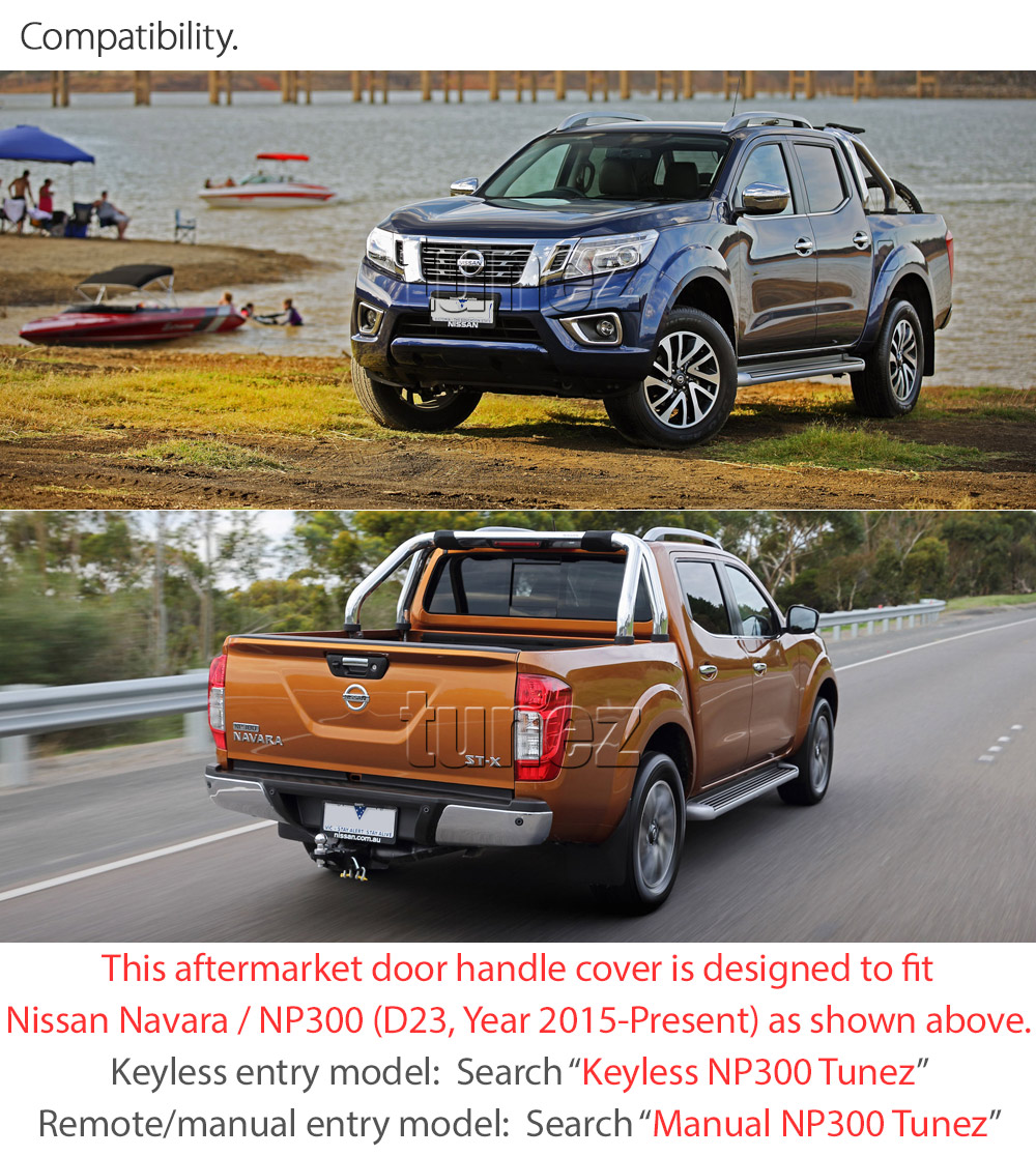 NVM03 Nissan Navara NP300 NP 300 D23 Series X-Trail T32 Qashqai J11 DX RX ST ST-X SL Visia Acenta Acenta+ N-Connecta Tekna LED Fog Light UK United Kingdom USA Australia Europe Matte Matt Black Night Dark Sky Series Edition Door Handle Passenger Front Rear Side Cover Guard Protector For Car Aftermarket Set Pair 2014 2015 2016 2017 2018 2019 2020